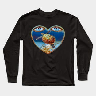 Sea turtle eye heart love Long Sleeve T-Shirt